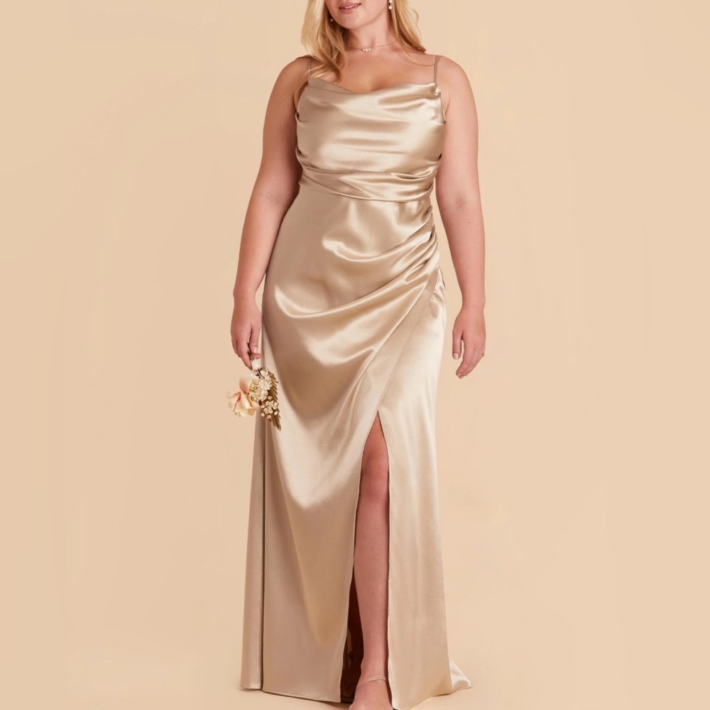 Birdy Grey Satin Maxi Dress in Champagne